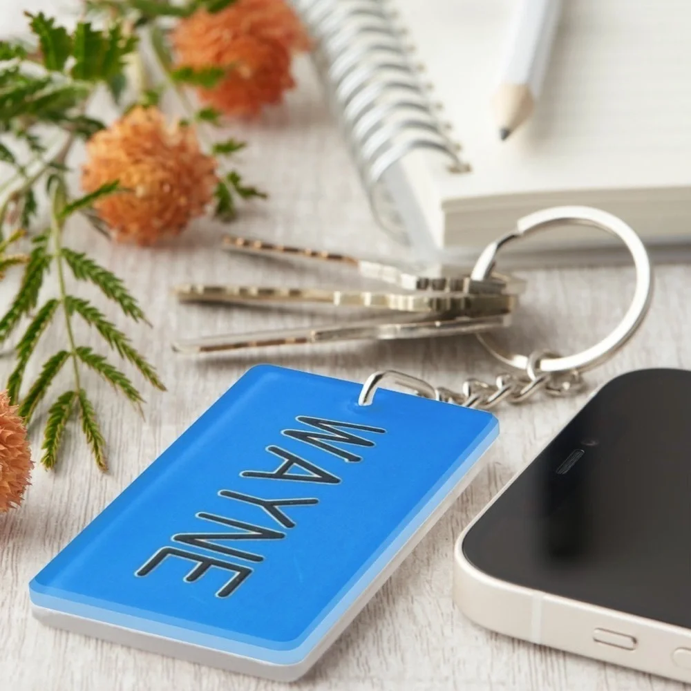 Engraved Name Plate Wayne Keychain